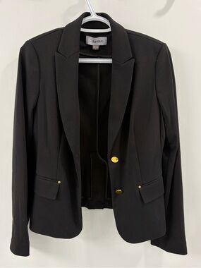 Calvin Klein Black Blazer with Gold Buttons - Size 4